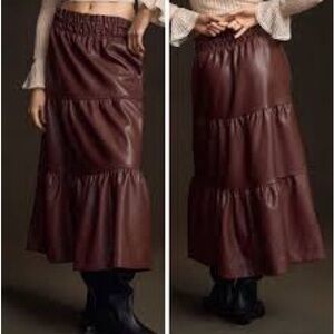 Anthropologie Faux Leather Maxi Skirt Small